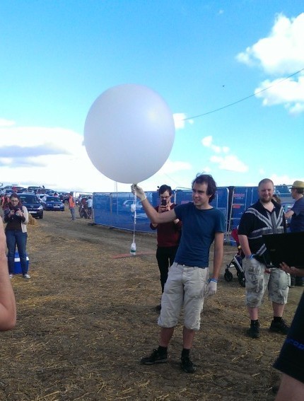 The balloon about to be released